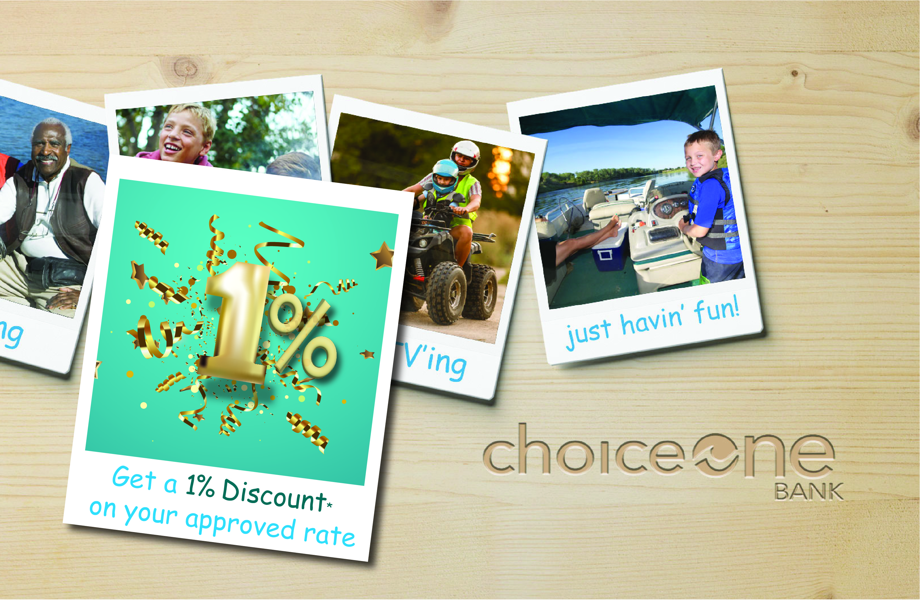 ChoiceOne Bank polaroid photos of loan special